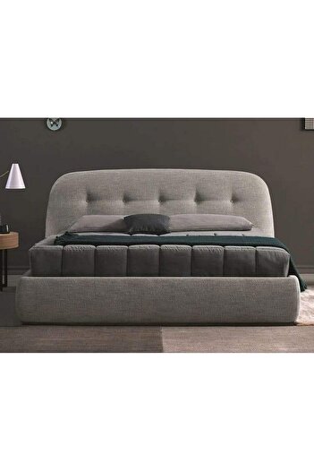 modern suite Alpha | King Size Bed, Chenille Fabric, 200*200*115cm, Grey