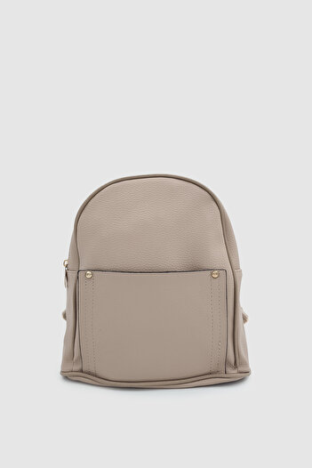 Wuclo Furne Textured Mini Backpack with External Compartment Cream