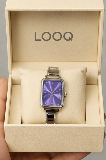 LOOQ Nomination Cord Rectangle Dial Women's Wristwatch with Stone Details