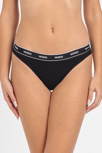 HUGO , Tanga panties with logo, Black, M