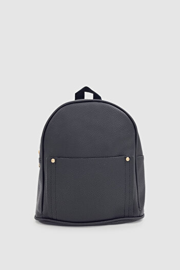 Wuclo Furne Textured Mini Backpack with External Compartment Black