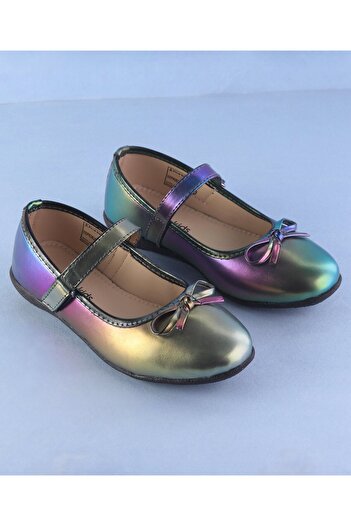 Pine kids Pine Kids Ballerinas with Velcro Closure & Bow Applique - Multi Color