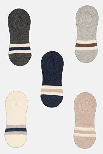 Algspar Men 5 Pairs Stripe Non Terry Invivisible Socks, Multicolor