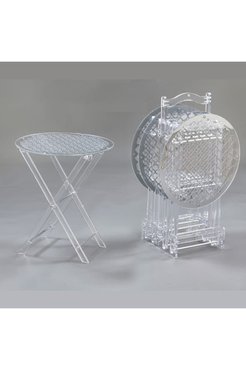 Al Saada Home Acrylic Table Set with Stand (4 Pieces)