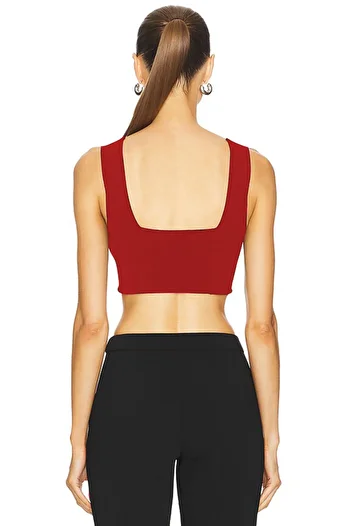 AFR CLOTHES Women's Double Layer Jersey Fabric Thick Strap Crop Top