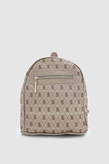 Wuclo Synor Monogram Mini Backpack with Zippered External Compartment Mink