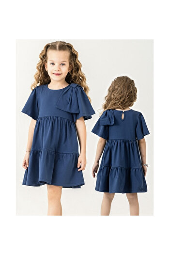 CİCHLİD Girl's Sleeve Bow Detail Dress
