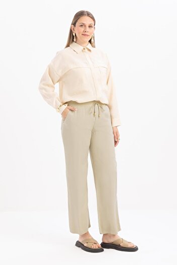 ALLDAY Defne-Denim Trousers with Elastic Waist