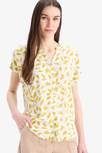 DeFacto Regular Fit Apache Collar Print Short Sleeve Shirt I6173Az25Sm