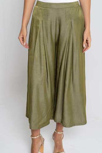 mica Women's Wide 3/4 Pants with Pleats