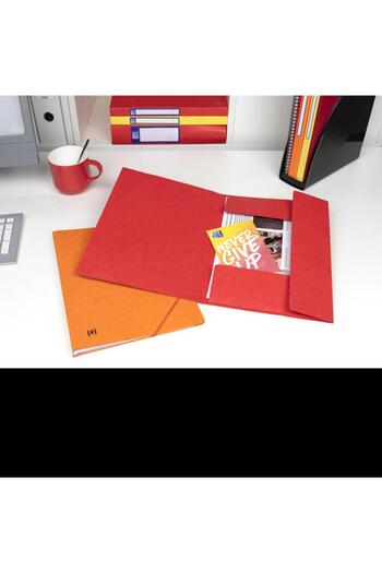 Oxford Topfile Folder A4, 200-Sheet Capacity, Elastic Closure, PEFC Certified, Index, Red Color