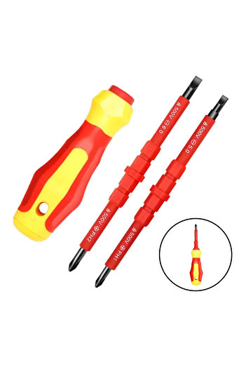 Choice 3 In 1 Insulated Screwdriver Set PH1/PH2 Multi-Purpose Screwdriver Electricians Slotted Cross Scr...
