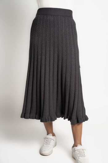 mica Solid High-Waisted Midi Skirt
