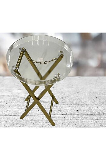 Al Saada Home Single Service Table Acrylic-Gold 56 X 37 cm