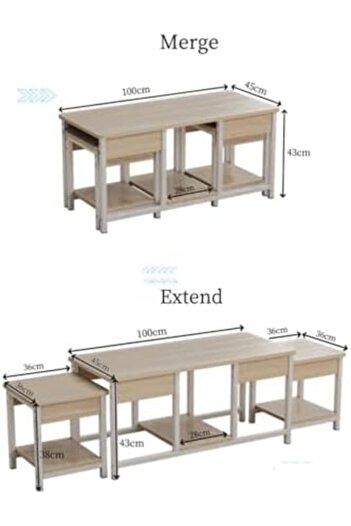 AGD Nestable Coffee Table Set of 3 Pieces, Stackable Side Tables for Living Room, TV Table, Open Storage