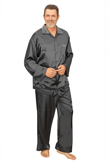 Oppland Men's Pajama Set Satin Fabric Classic Model Comfortable Full Mold with Pockets Opept25Pieromod87