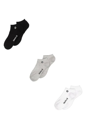 Hurley Men 3 Pairs Brand Logo Low Cut Socks, Multicolor