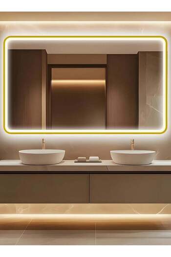 Taimi Wall Mirror100x75cm-Elegant Design Mirror with3-Light Levels Golden Frame-For Makeup,Dressing Room