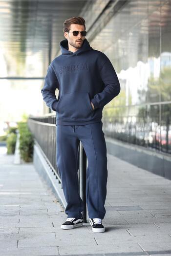 Madmext Σετ ανδρική φόρμα με κουκούλα Navy Blue E7324