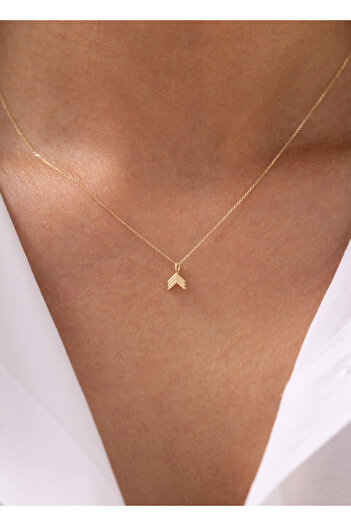 Zeyd Jewelry Minimal Çift Ok Ucu 14 Ayar Altın Kolye