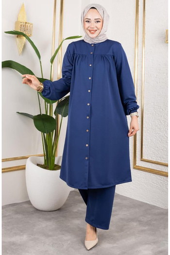 sefamerve Σετ Hijab Gathered 2061-02 Indigo