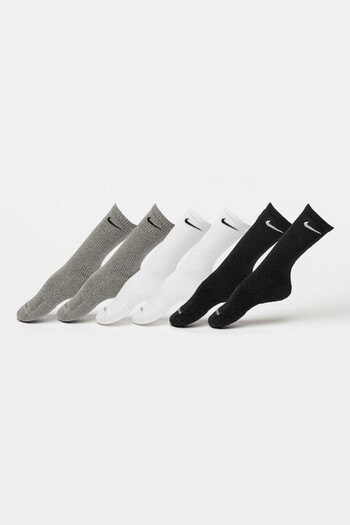 Nike , Set of long cotton blend training socks - 6 pairs, Black, Optic White, Dark Gray, S