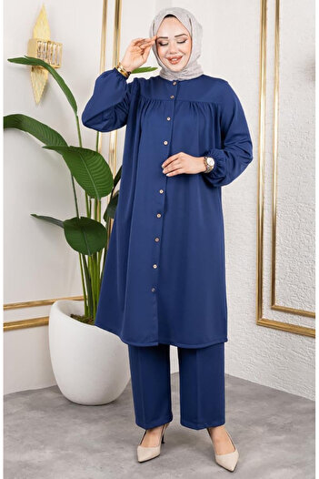 sefamerve Σετ Hijab Gathered 2061-02 Indigo