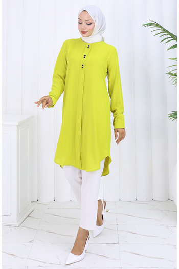 sefamerve Button Detailed Tunic 5133-03 Fat Green