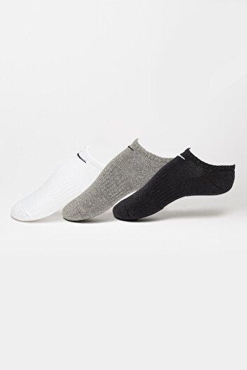 Nike , Set of Unisex Ankle Socks for Everyday Cushioned Training - 3 Pairs, Black, White, M
