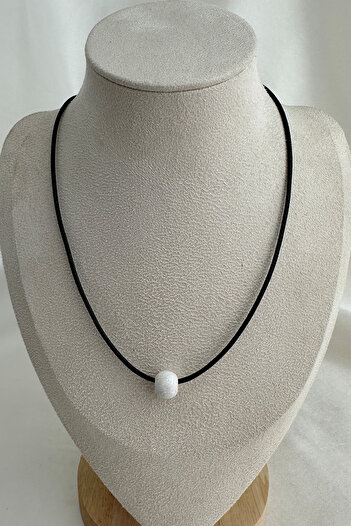 Modex Small Wooden Bead Black String Necklace (40cm)