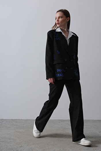VAGGON Women's Black Heart Jacket Set Vs00443