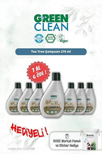 Green Clean Tea Tree Shampoo 275 ml Buy 7 Pay 6 and Rosie Gift