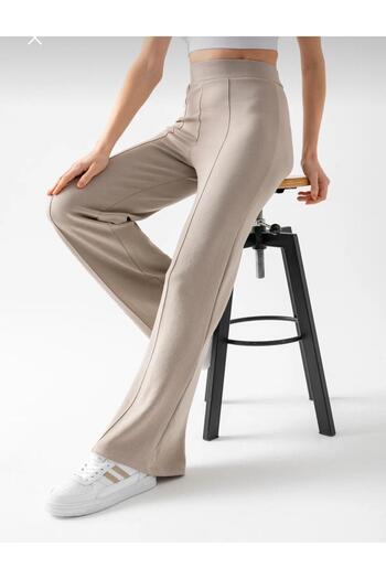 Pantasy PANTS Women's beige wide-leg pants in modal fabric