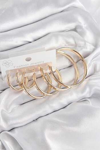 SeyCey.co Brass Ring Model Gold Color Women's Set Earrings