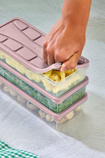 NY HOME Storage Container 3 Pcs 1200 ml Pink