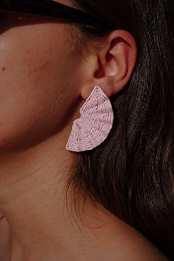Rumon Fan Design Straw Earrings