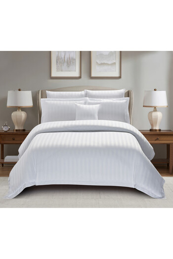 Donetella 6-Piece Hotel Striped Duvet Cover Set, King Size 220x240 cm, Microfiber, Without Filler