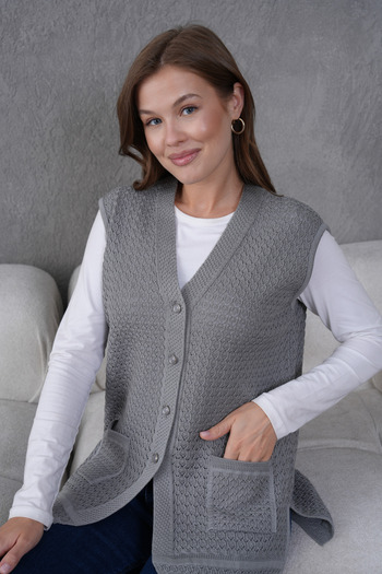 Lamierra Knitwear Knitted Detailed Seasonal Vest
