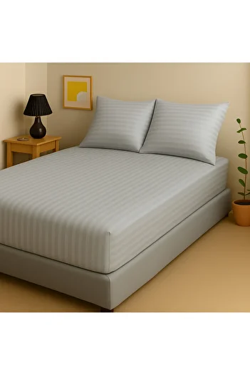 Skyrose Premium Striped Satin Bed Sheet in 2 Different Sizes (Double, Battal Size)
