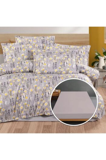 Ralex Lenjerie pat Ranforce Bumbac 100% cu husa pentru saltea de 140/160 cm x 200 cm, pilota 200 x 230 cm,