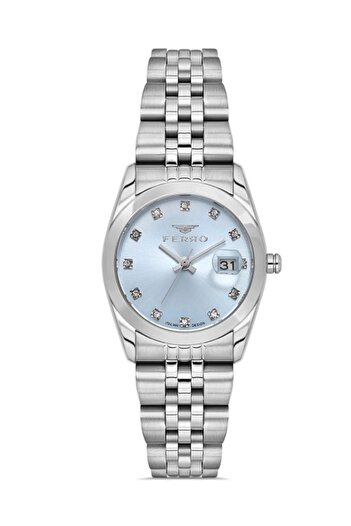 FERRO Silver Steel Band Women Wristwatch Fl21519A-A15 3Atm Water Resistant Warranty 2 Years Giftpacked