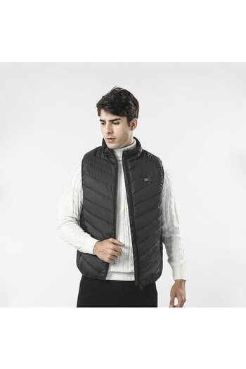 Danex Heated Smart Vest, Unisex, 2 Heating Zones, Cotton Filling, 3 Temperature Levels, USB Charging, Blac