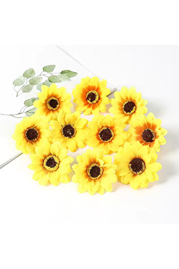MD Aspiz Flowers 48Pcs Artificial Luxury Sunflower Head (6cm)_ Daisy Head Leaf Star Flower Rose Wall Sun Flower