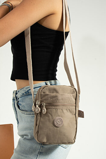 NEMO BAGS Light Mink Unisex Phone Holder, Wallet, Card Holder, Cross Strap Shoulder Bag, 18X13Cm