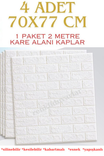 Renkli Duvarlar Panou de cărămidă 3d Grosime 70x77 4 bucăți Adeziv Panou decorativ flexibil pentru acoperirea peretelui