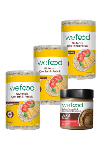 Wefood Hazelnut Paste with Cocoa Chips 200 Gr +Wefood Gluten-Free Multi-Grain Crackers 100 Gr 3-Pack