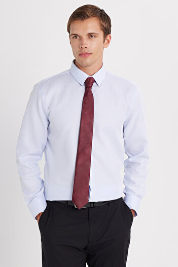 Tudors Cămașă Slim Fit Albastru, fără călcat, 100% bumbac, ecologică, certificată Ecoteks, fără călcat