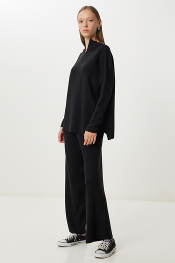 Happiness İstanbul Women's Black Knitwear Sweater Pants Set Yg00109