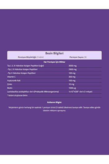 Suda Collagen Multiform Tablet - Tip I-II-III - C Vitamini, Hyaluronik Asit, Çinko, Biotin, Probiyotik | 90 Tablet