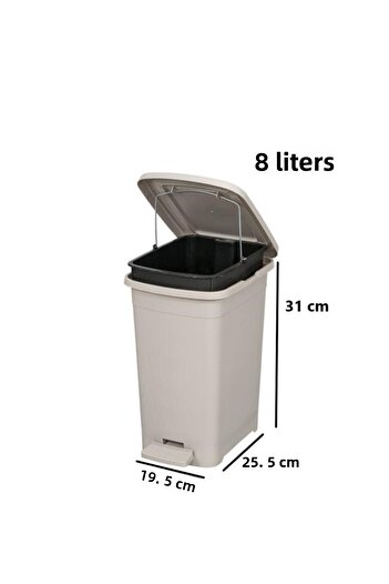 Omnipazar Elf-İ344 Slim Pedal Plastic Trash Can with Inner Bucket 8 Lt
